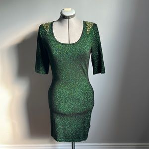 H&M Sparkly green open back dress